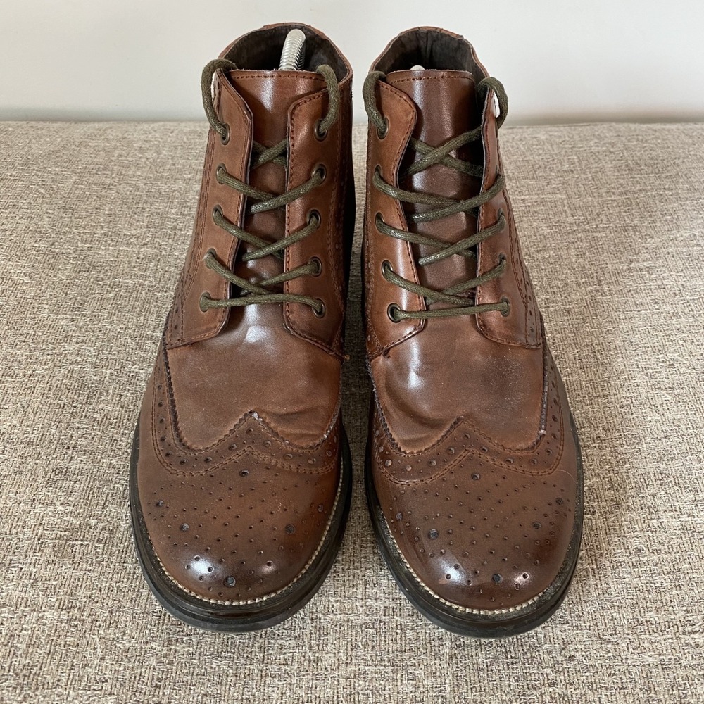 Steve Madden Mens Evander Leather Wing Tip Ankle Boots Size 9.5 Dressy Casual - Picture 2 of 10